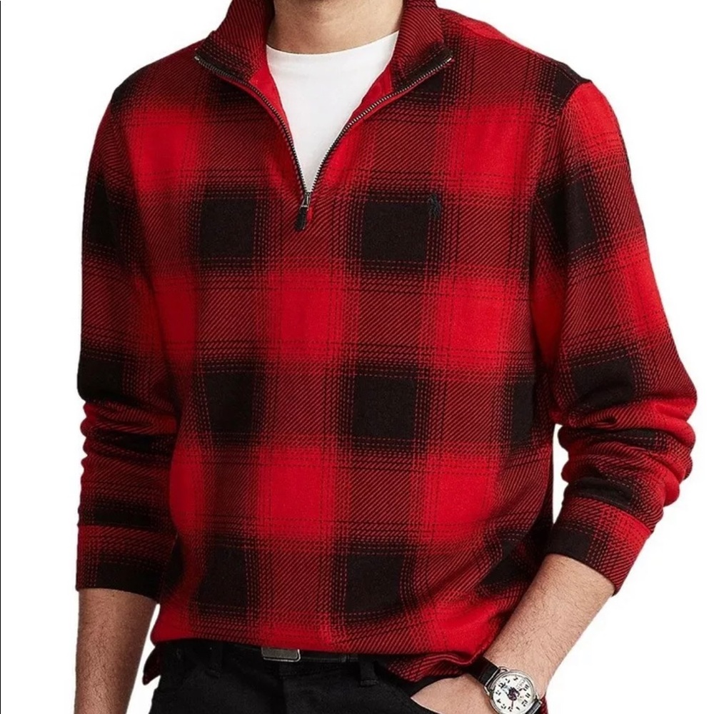 RL Polo men’s size small Buffalo check 1/4 zip